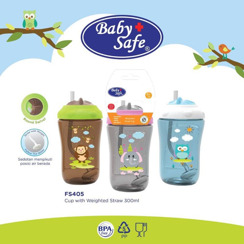 BABYSAFE Sipper Cup with Weighted Straw 300ml Botol Minum Sedotan Anak Baby Safe FS405