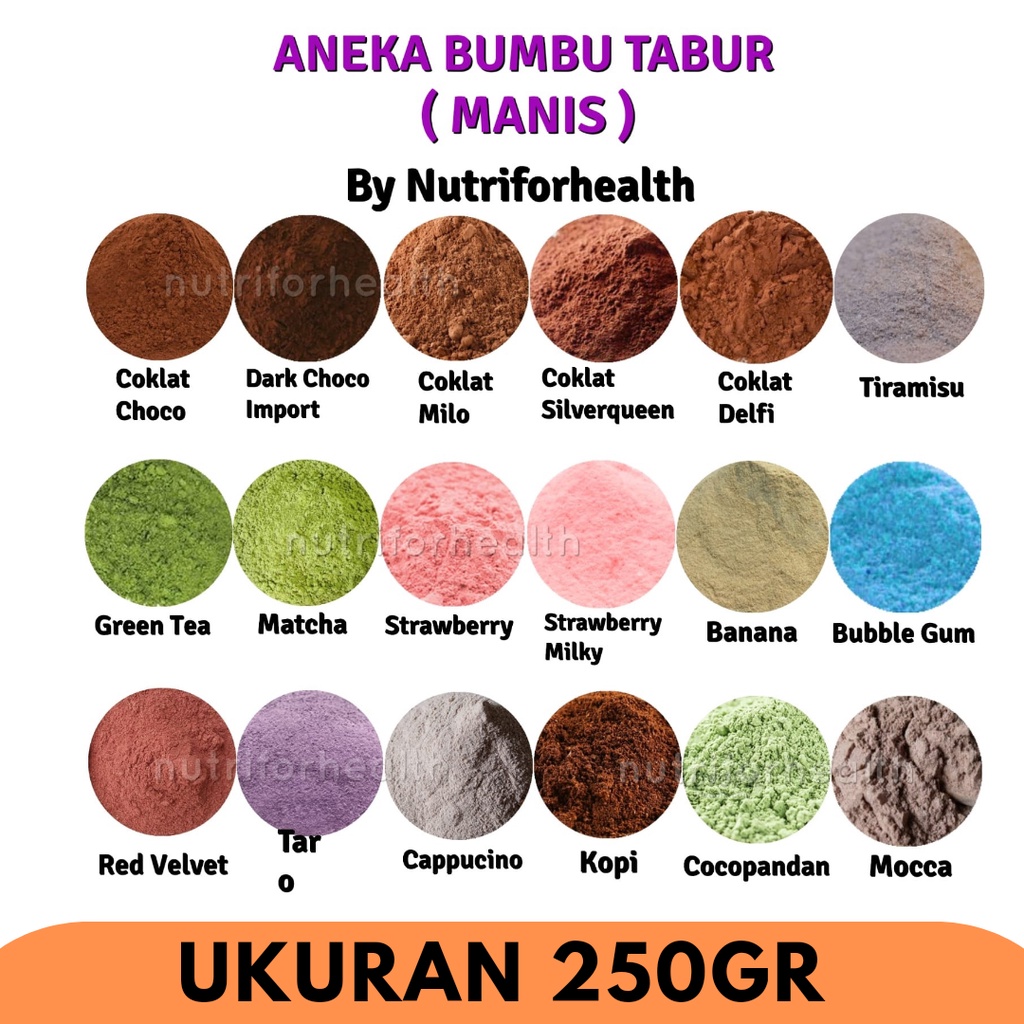 (250GR) BUMBU TABUR MANIS COKLAT MILO TARO RED VELVET BUBBLE GUM MATCHA OREO