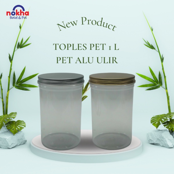 Toples Pet 1 L Pet Tab Bening Tutup Alu Ulir Toples Bawang Goreng Toples Snack Toples Plastik 1 L PE