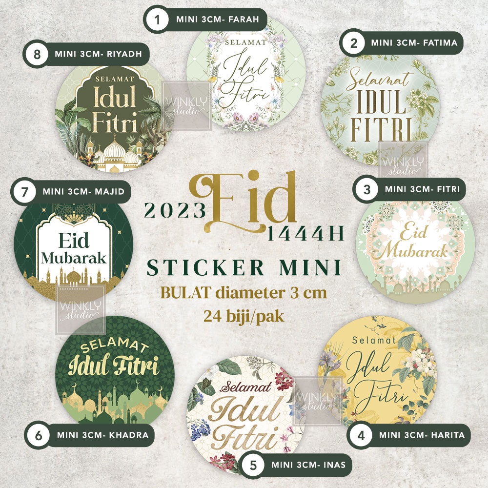 MINI Sticker Seal Lebaran / Stiker Segel Box Ramadan / Sticker Lucu Packaging / Sticker Label EID Mubarak / Sticker Bulat Mini / Sticker Birthday / Stiker Idul Fitri