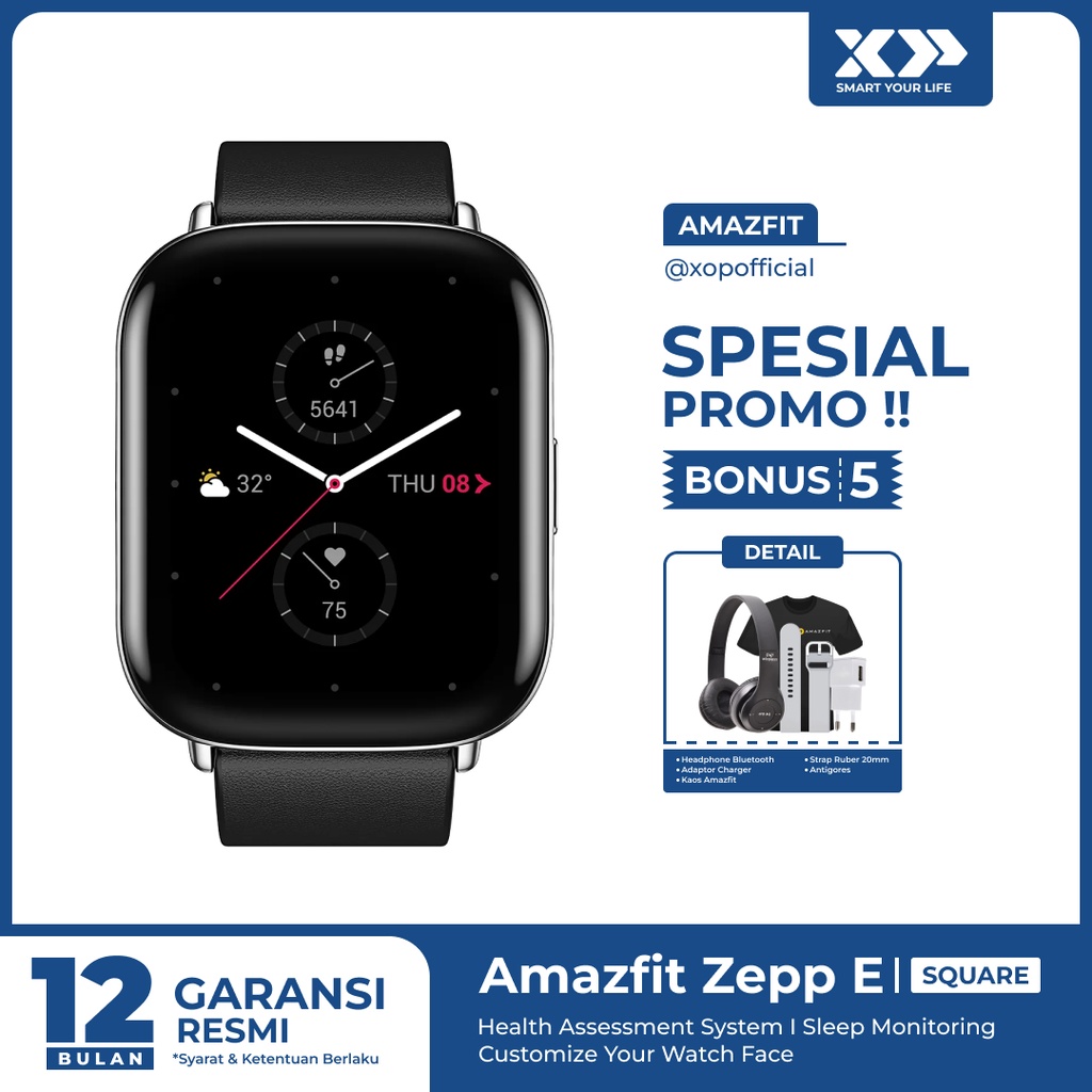 Amazfit Zepp E Square Smartwatch AMOLED SpO2 5ATM - Garansi Resmi