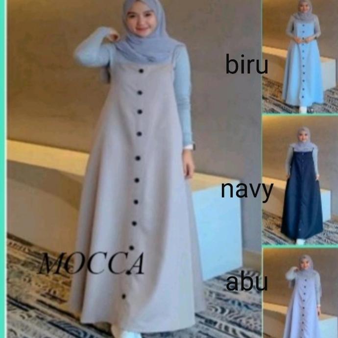 DISKON button overall/rok panjang muslim/rok tali panjang/rok kodok panjang