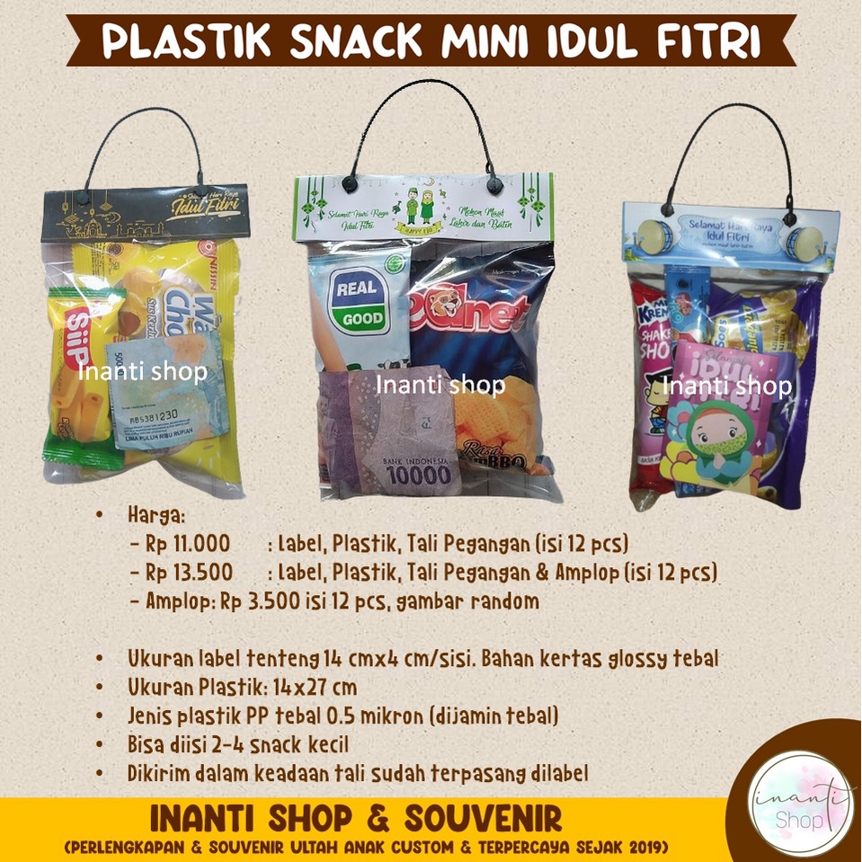 

(ISI 100 PCS) Plastik Snack & Label Lebaran ukuran mini