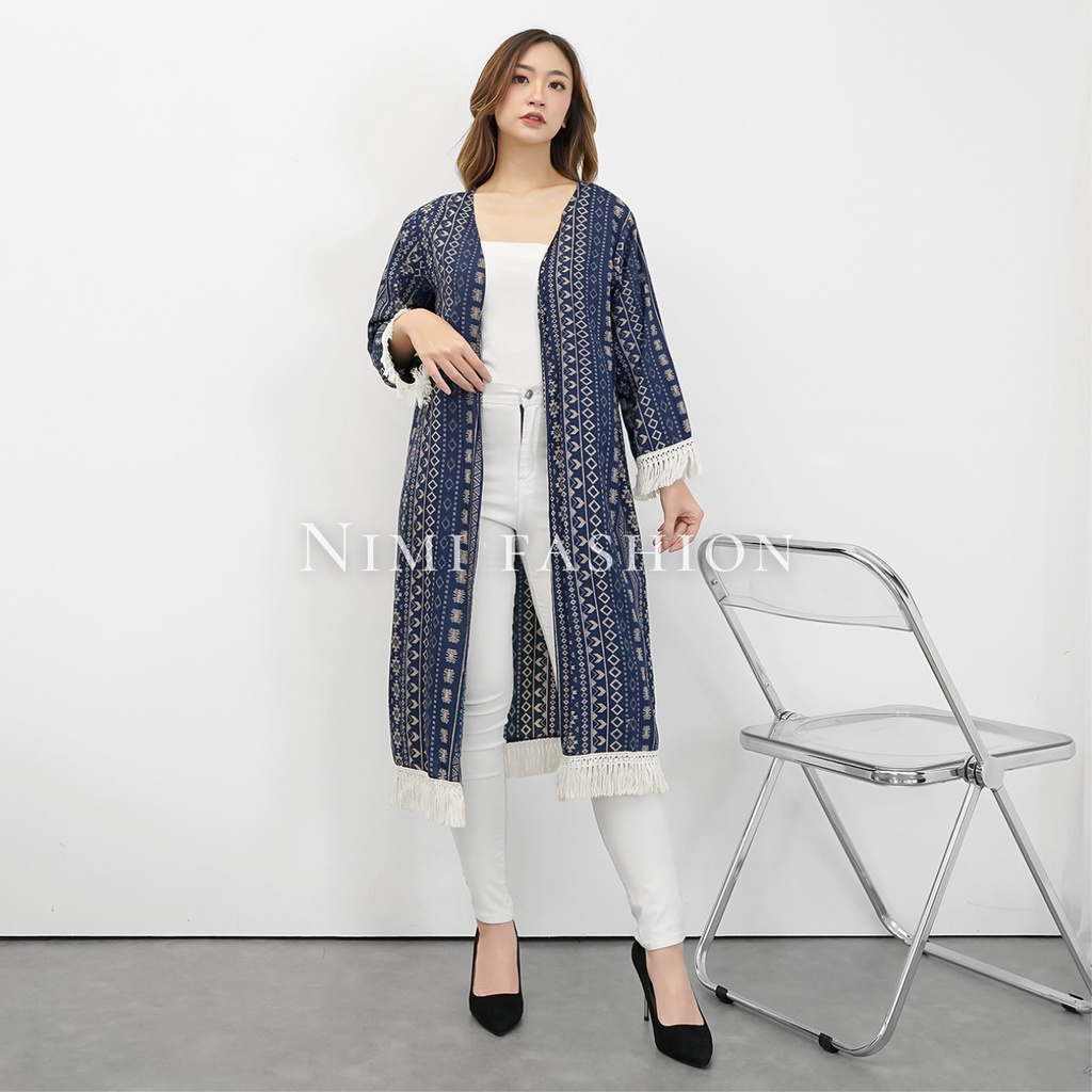 NIMI - Outerwear  Bohemian Cardigan Panjang Rawis Cardigan Fringe Rumbai