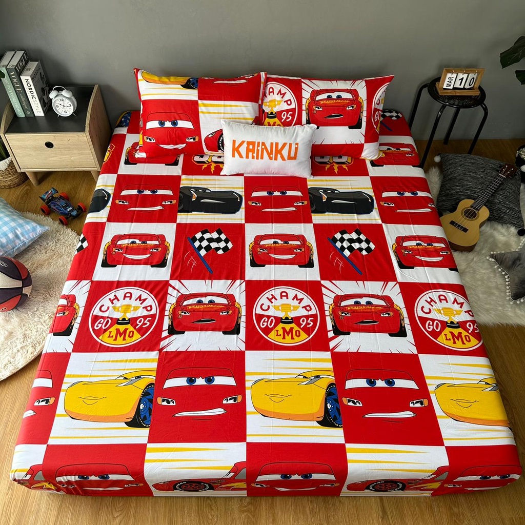 Sprei Anti Geser Bahan Katun Premium | cars champion &amp; contruction at work | 90 100 120 160 180