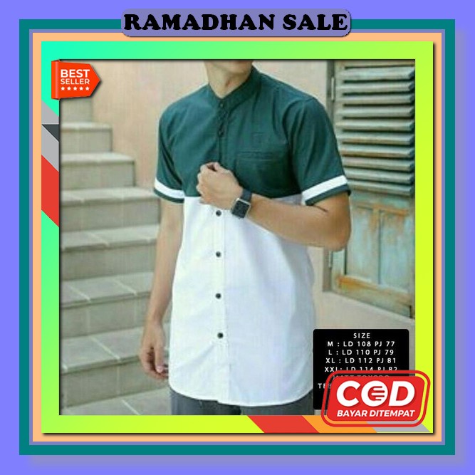 Coop Design Hisbi Koko Pria Lengan Pendek Dewasa (Ada Size ) Kemeja Koko  [Orato M Ni]Baju Koko Pria