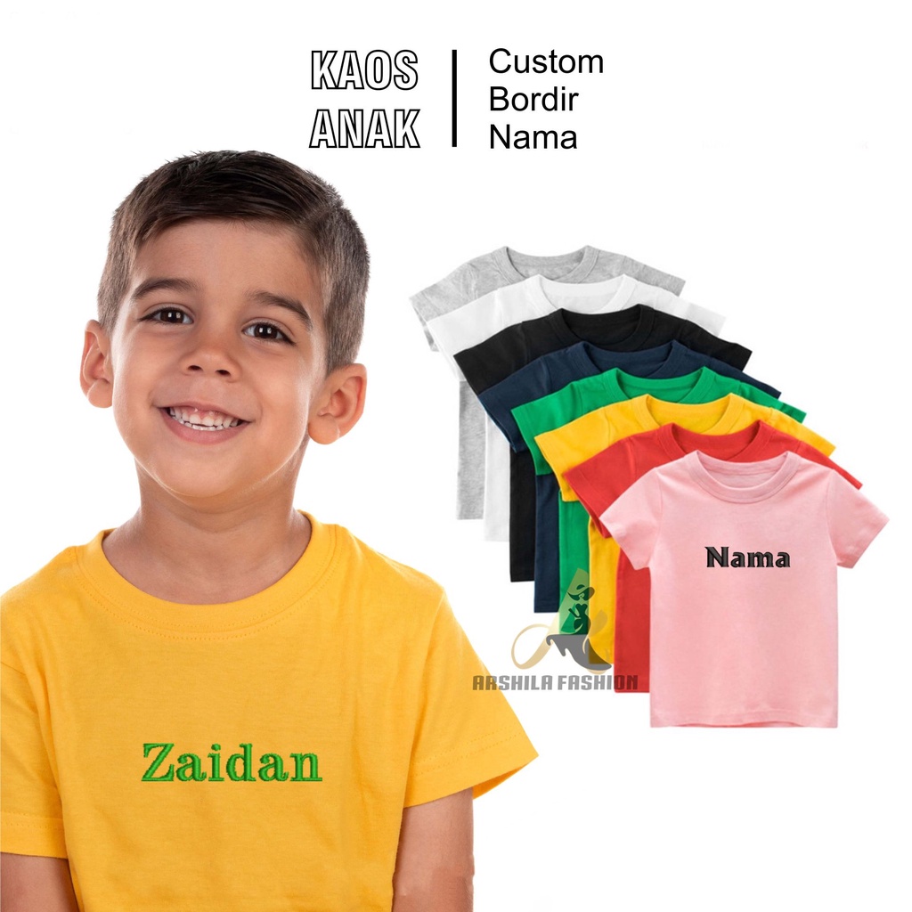 KAOS POLOS ANAK Combed 30 S Gratis Bordir Nama