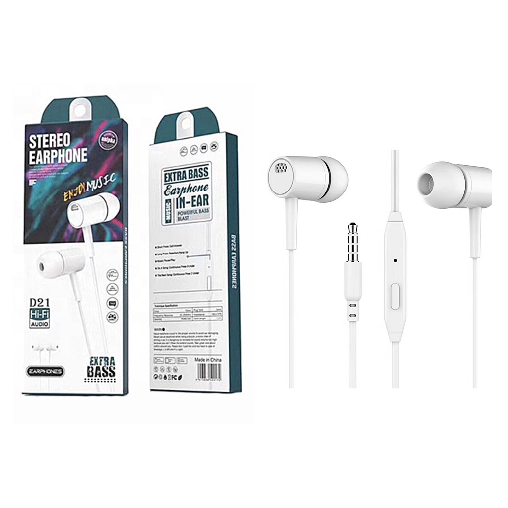 Hf Handsfree D21 Earphone/ Headset Extra Bass