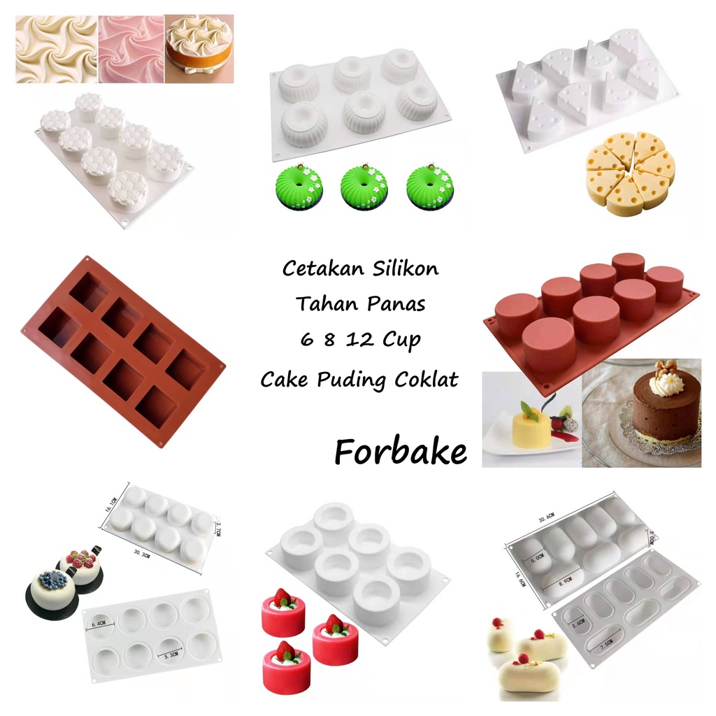 Cetakan Silikon Silicone Cup Coklat Kue Puding 6 8 12 Cup Tahan Panas Cetakan Silicone Round Bulat Interccio Mini Charlotte  Ragio Rossa Jasmine Stone Lovely Donat Amore Cloud Bola Kotak Cheese Pillow Bantal Ice Pop Muffin Norma Doucer Tulip Russian Tale