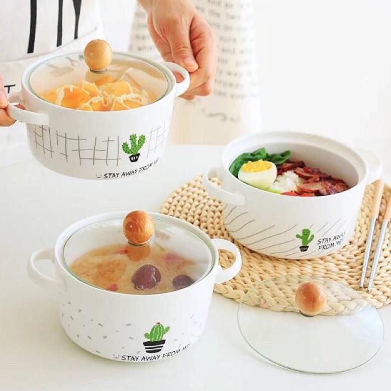 SIAP KIRIM READY STOCK LANGSUNG ORDER ?? (Mangkok Keramik Ramyeon set + tutup kaca) 100%IMPORT ID.