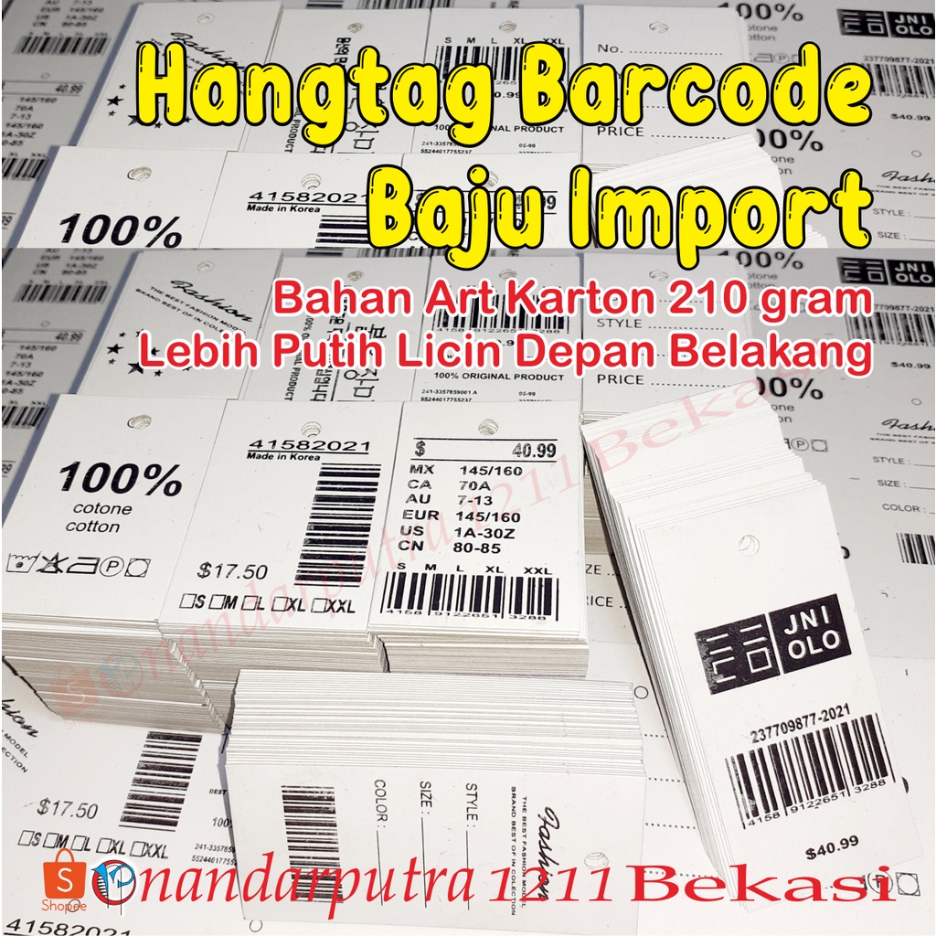 

(100 pcs)HangTag barcode / hangtag baju /hangtag ready stock/label baju import