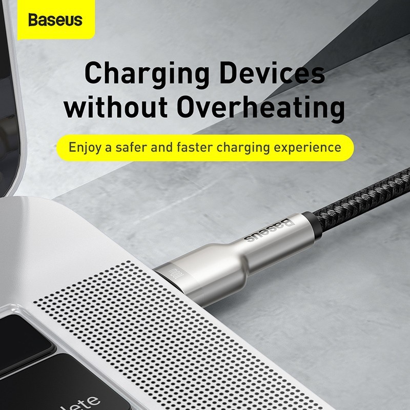 Baseus Original Kabel Data Cafule Metal Type C to Type C 100W 2M 2 Meter Super Fast Charging Cable Quick Charge PD 100 Watt Ori