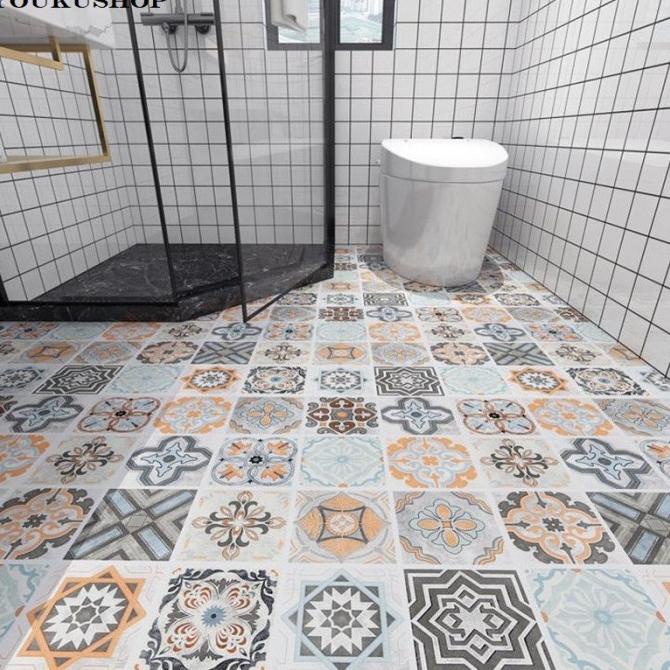 Wallpaper Lantai Stiker Dinding Motif Batik Wallpaper Kamar Mandi