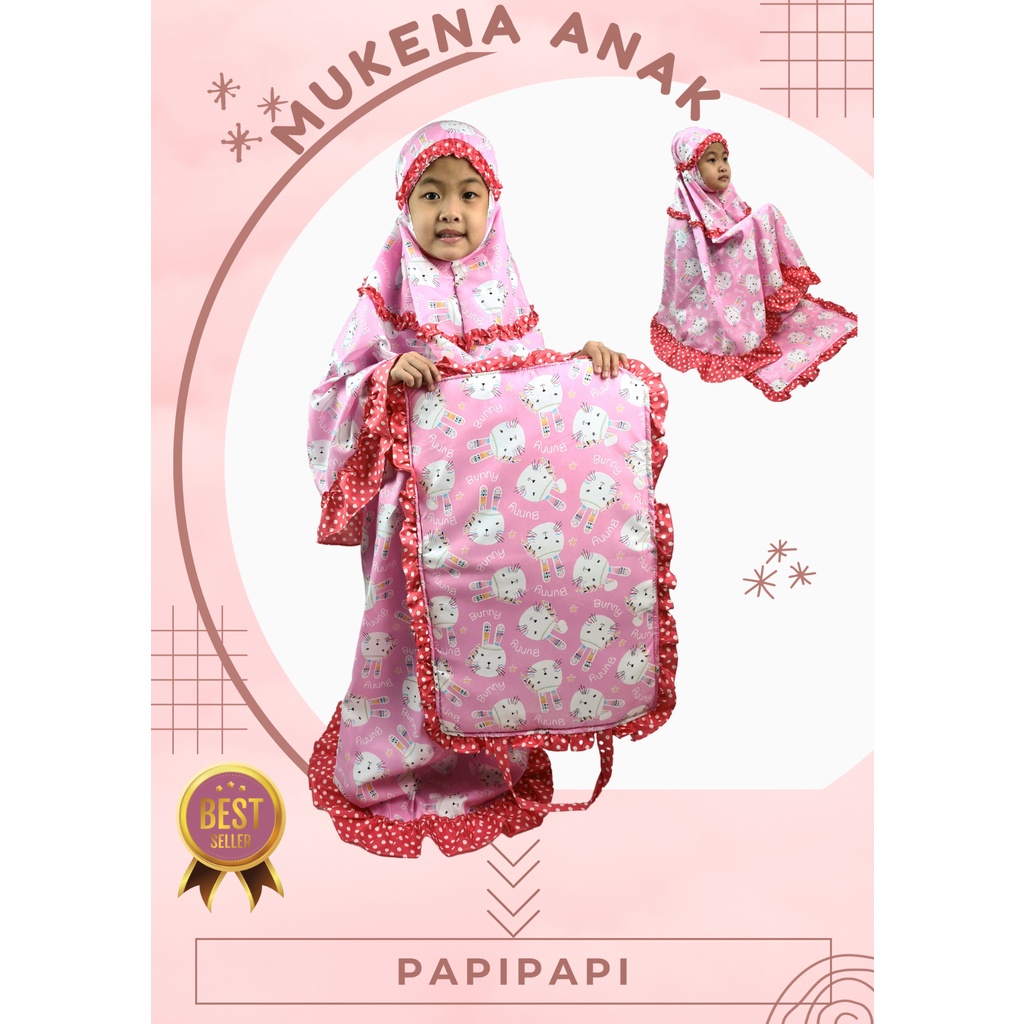 MUKENA ANAK PLUS SAJADAH KATUN MICRO RABBIT PINK