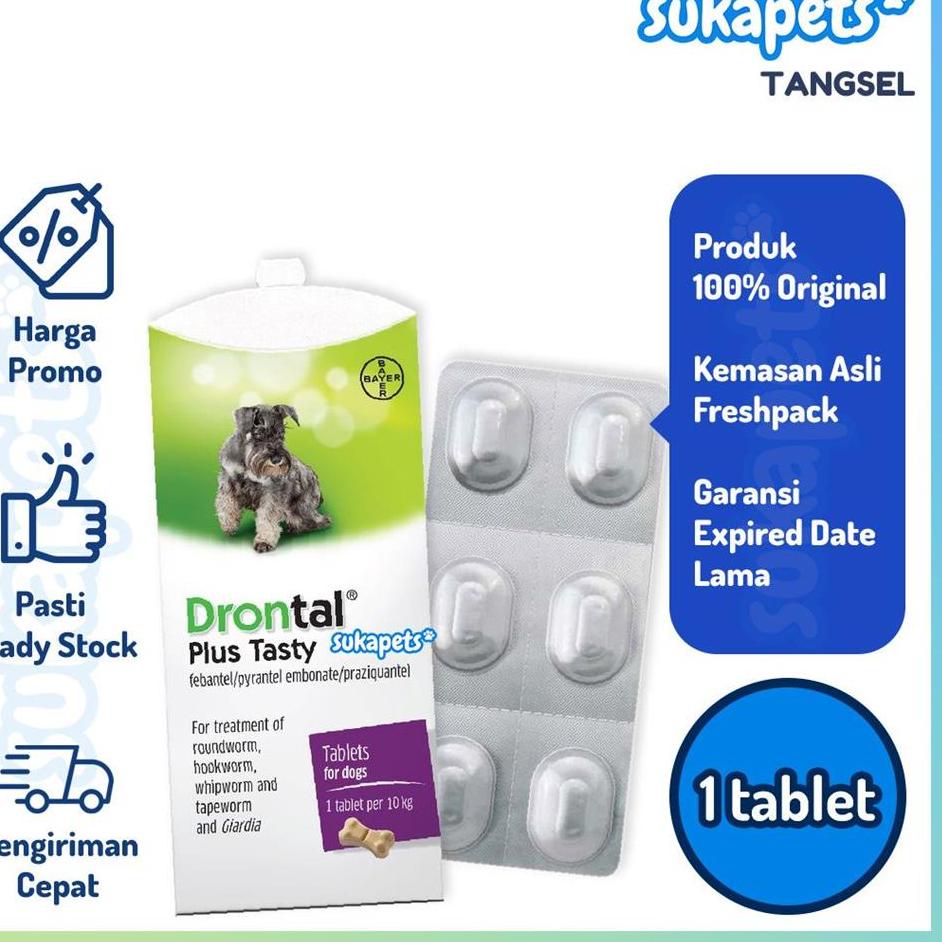 【MEGA SALE】 Drontal Dog Obat Cacing Anjing 1 Tablet