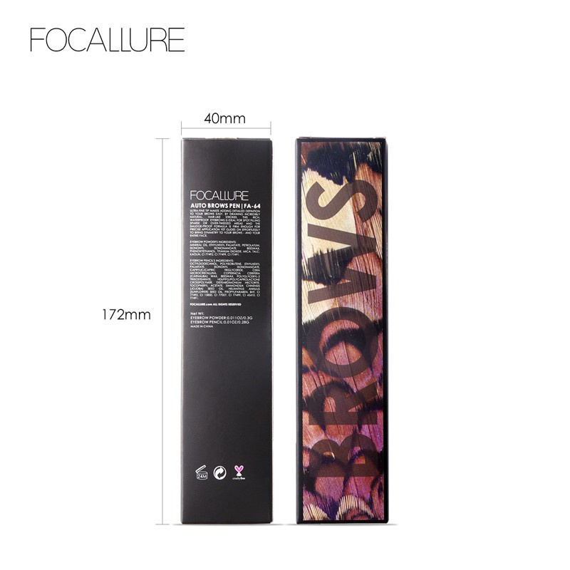 NIK - FOCALLURE Auto Brows Pen 3in1 FA64 | Pensil Alis eyebrow | Pigmented | Waterproof | Tahan Lama | BPOM ORIGINAL