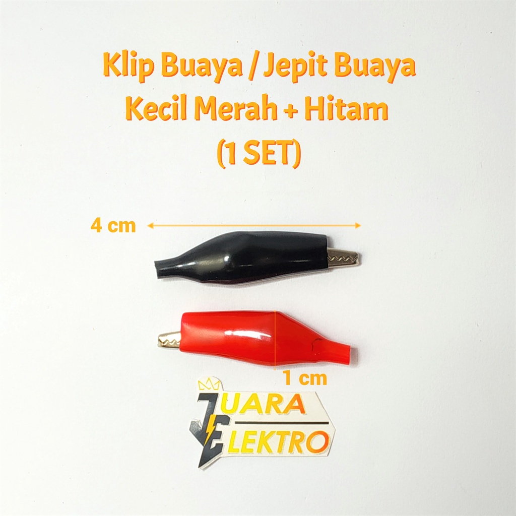 Klip Buaya / Jepit Buaya Kecil Merah + Hitam (1 SET) | Aligator Klip Jepit Aki 1 SET