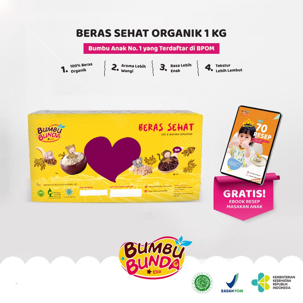 Bumbu Bunda Elia Beras MPASI Organik / Beras Bayi Organik / BB Booster MPASI 1000gr