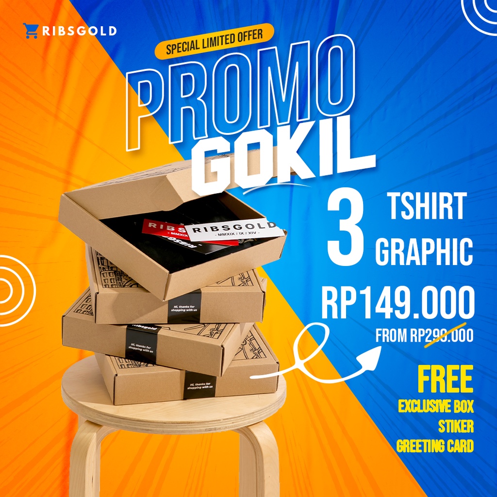 PROMO GOKIL 3 Kaos T-Graphic FREE Exclusive Box