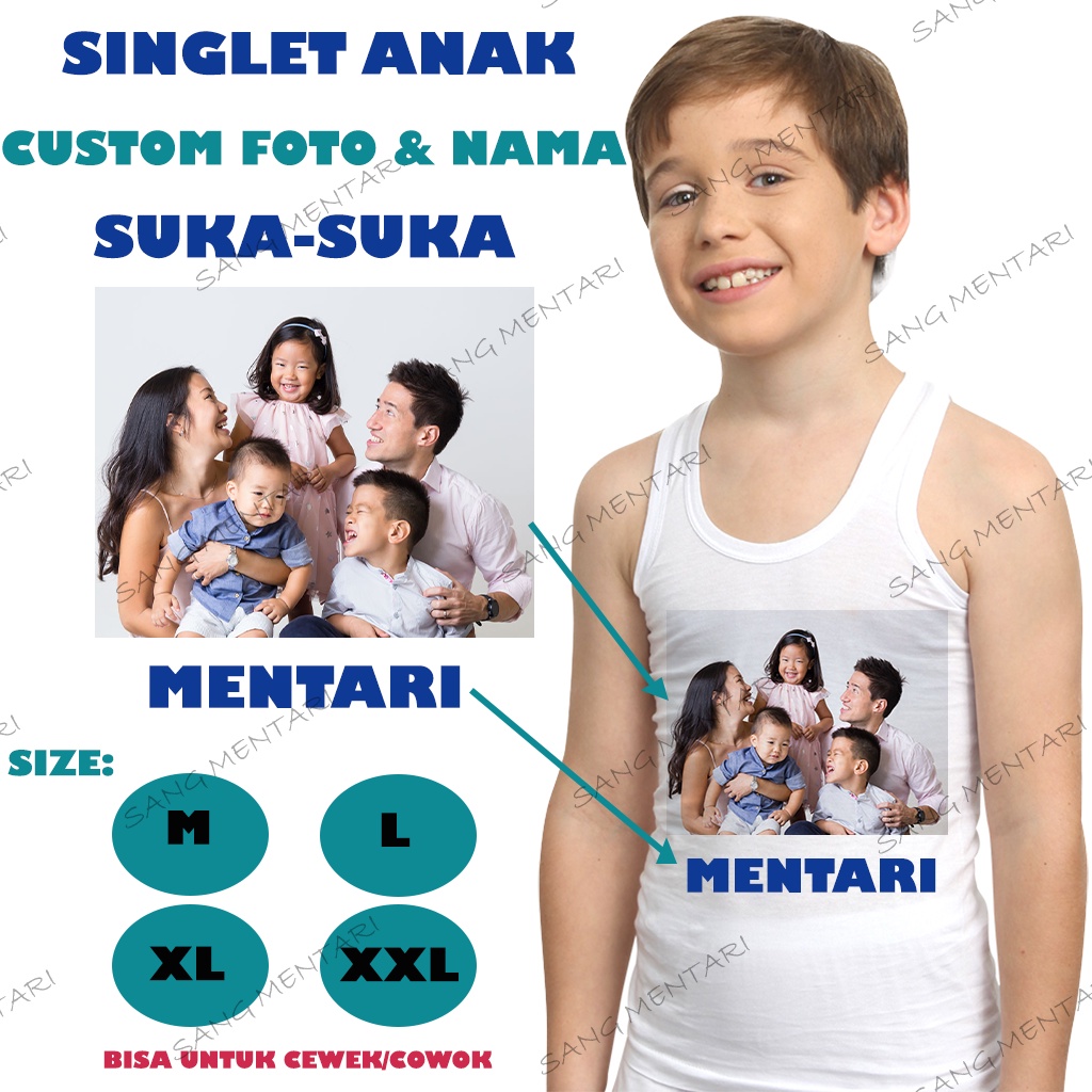 Kaos Anak Custom Sablon Foto dan Nama Suka-Suka