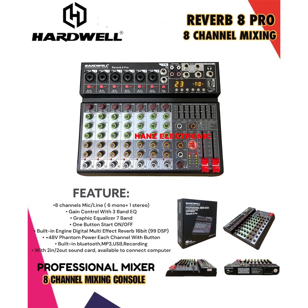 Mixer  8 chanel Hardwell Reverb 8 PRO