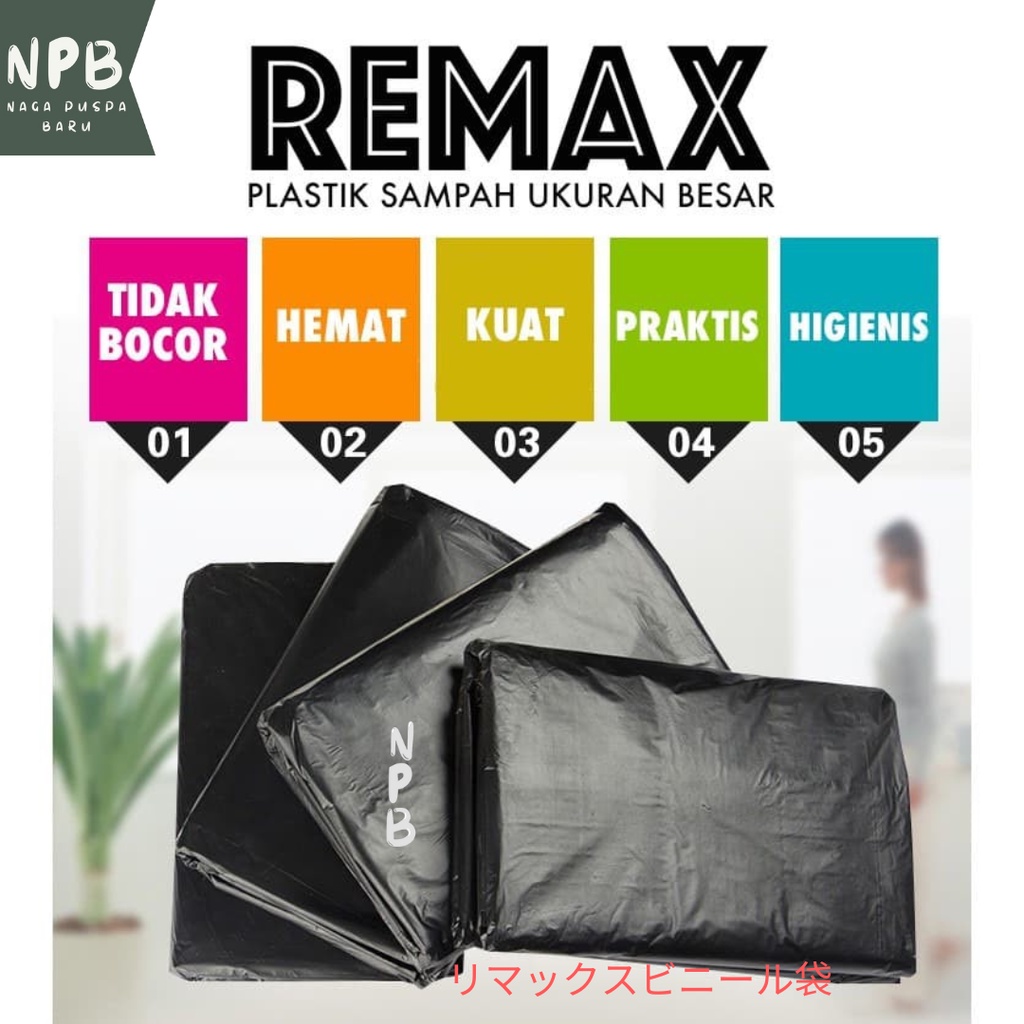 Plastik Sampah Remax Hitam 60x100 - Kantong Plastik Remax ukuran Besar