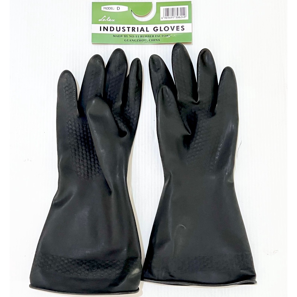 Sarung Tangan Karet Hitam Panjang Tebal Industrial Rubber Gloves Latex