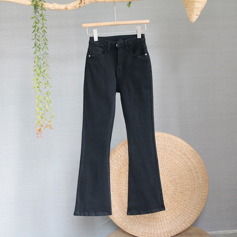 Biru muda/ Biru retro/Hitam /Kelabu hitam /Coklat Highwaist Cutbray Celana Jeans Wanita/Skinny Jeans