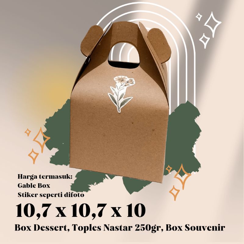 

Gable Box Kraft 10,7x10,7x10 Box Dessert Kue / Mug / Souvenir / hampers