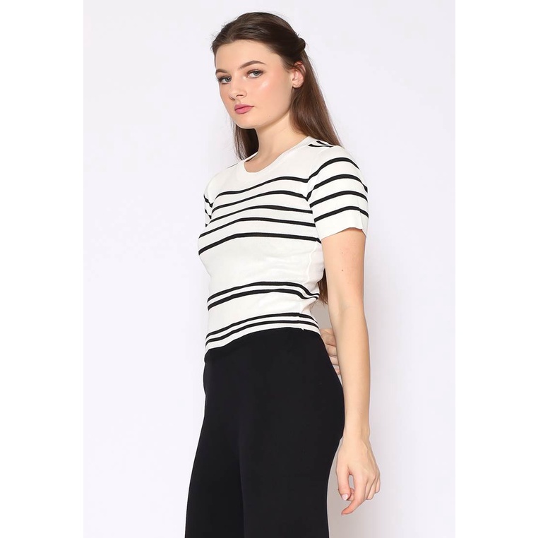 Blouse Rajut Wanita - Atasan Rajut Salur - Voerin Gina Knit Top