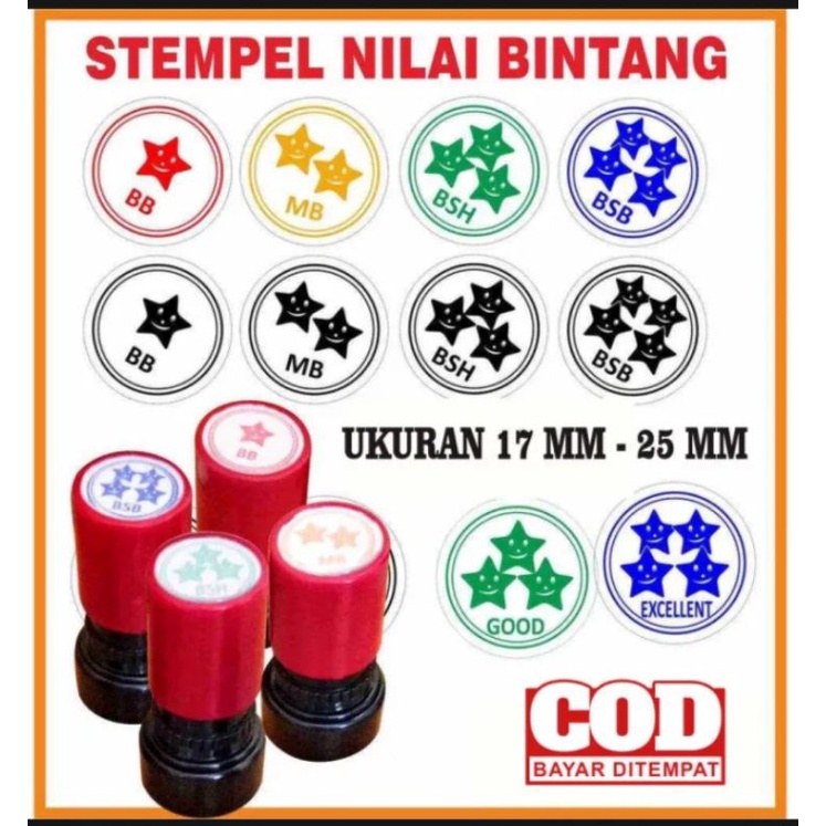 

stempel nilai bintang, anak sekolah TK/PAUD