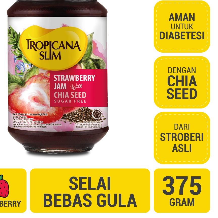 

➩ Tropicana Slim Strawberry Jam 375 g - Selai Stroberi Bebas Gula ❃