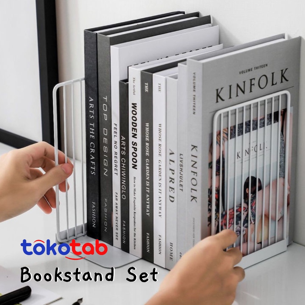 Rak Buku Meja Minimalis Besi Dua Warna Tempat Buku Organizer Sekat