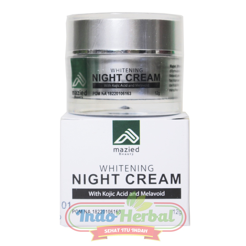 CREAM NIGHT WHITENING MAZIED 12gr - Memutihkan dan Mencerahkan dengan Kojic Acid dan Melavoid