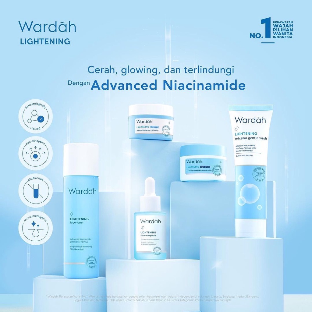 WARDAH Lightening Blue Clay Mask Indonesia / Masker Wajah 60ml / Advanced Niacinamide Mineral Clay / Mencerahkan &amp; Menyerap Minyak Berlebih / Glowing Mencerahkan Cerah Bersih Pori Bebas Minyak Berminyak Oily Skin / Skincare Face Care Series / Facial Sheet