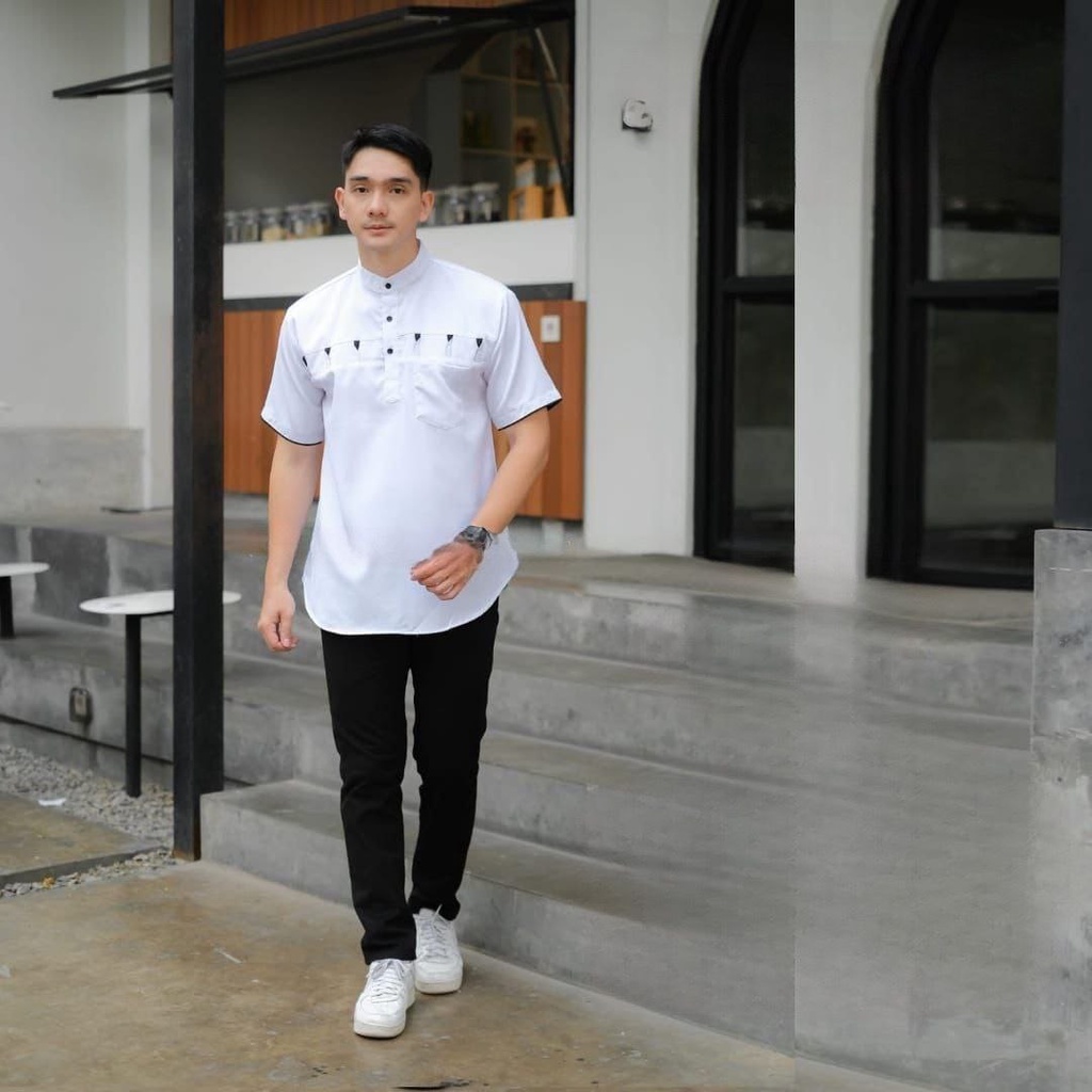 Kemeja Pendek Pria kemeja Motif Cakra Kemeja Slimfit Kemeja Kasual Besic Kemeja Putih