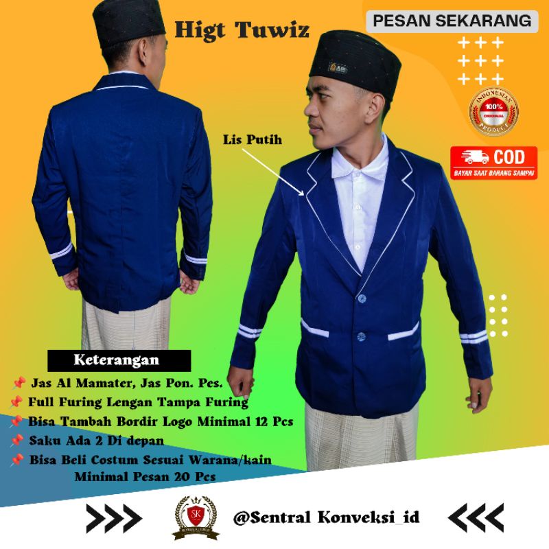 (BISA COD) Jas Sekolah Warna Biru Navi Lis Puti/ BISA TAMBAH BORDIR/ Jas Kuliah