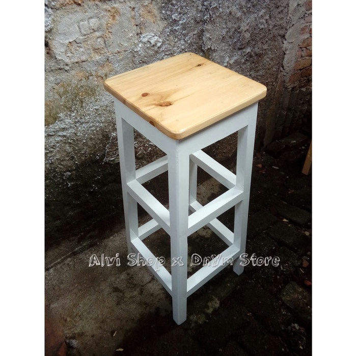 Terlaris Kursi Bar Putih Jati Belanda Tinggi 80Cm Termurah