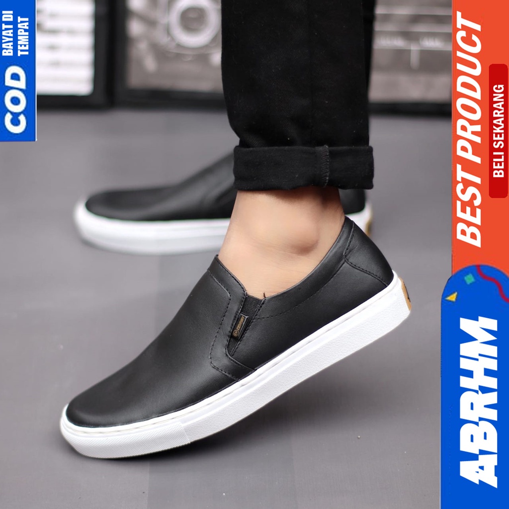 Abrhm Mori - Sepatu Slip On Pria  Casual Kulit Asli