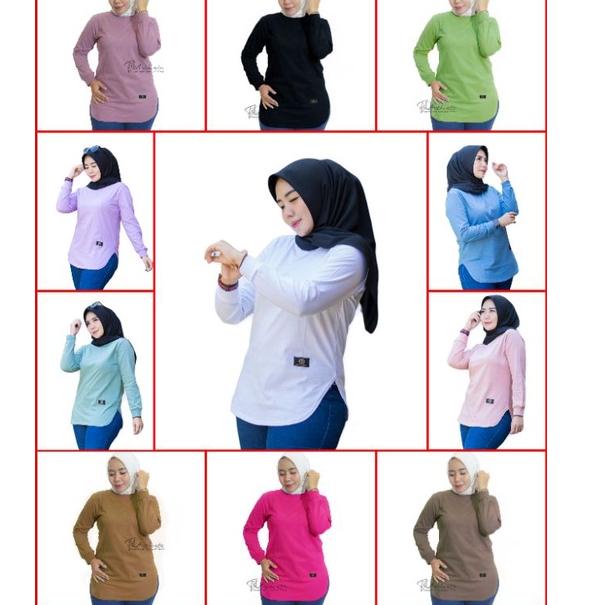 TERMURAH [ TERBARU ] Kaos Polos Wanita Lengan Panjang Body Oval // Baju Dinarry Hijab Style // Kaos 