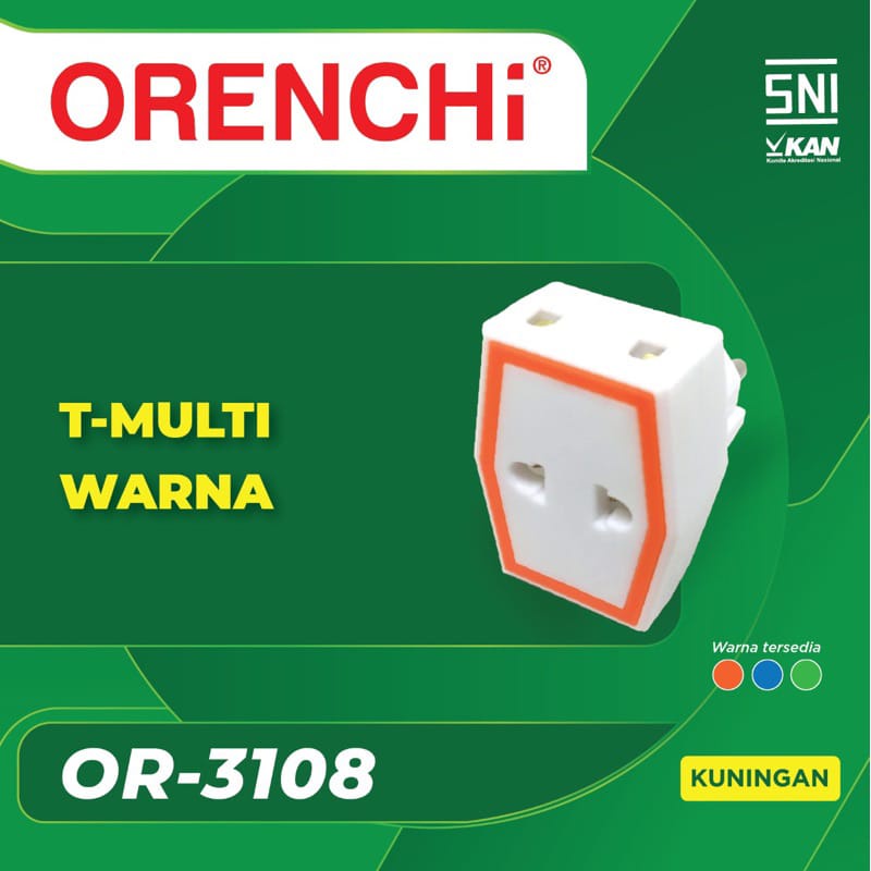 Stop Kontak Steker T multi 3 lubang Orenchi OR-3108 -SATUAN ECERAN -