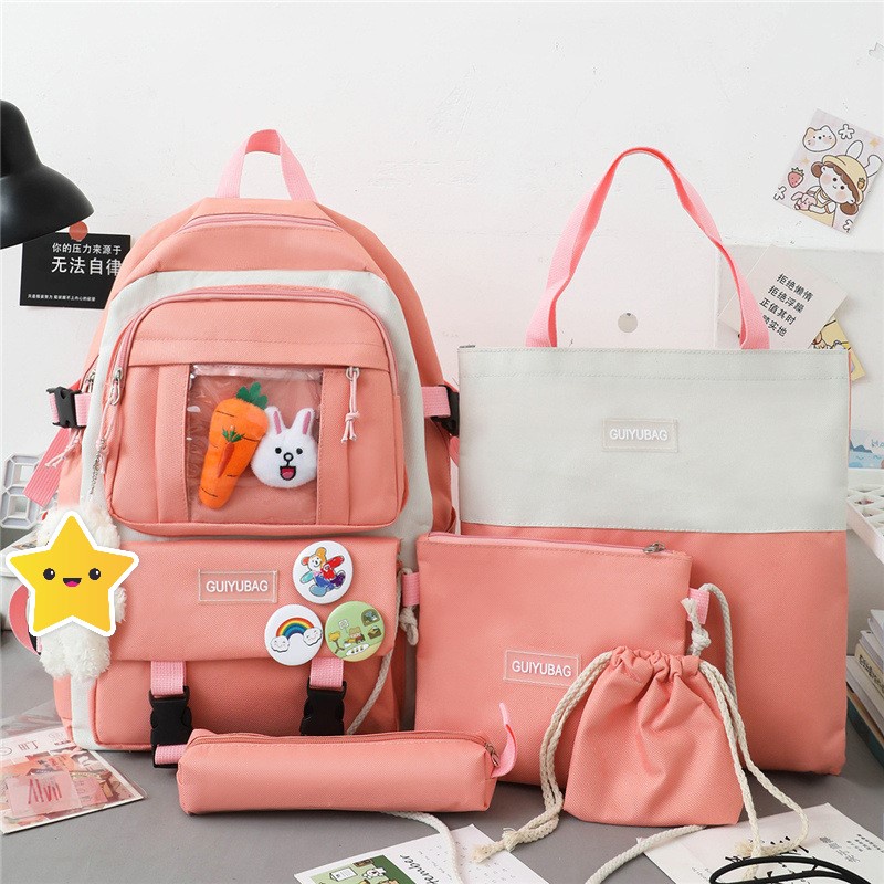 TAS Ransel Anak Sekolah Perempuan set 4 in 1 import ORIGINAL C Fashion Korea