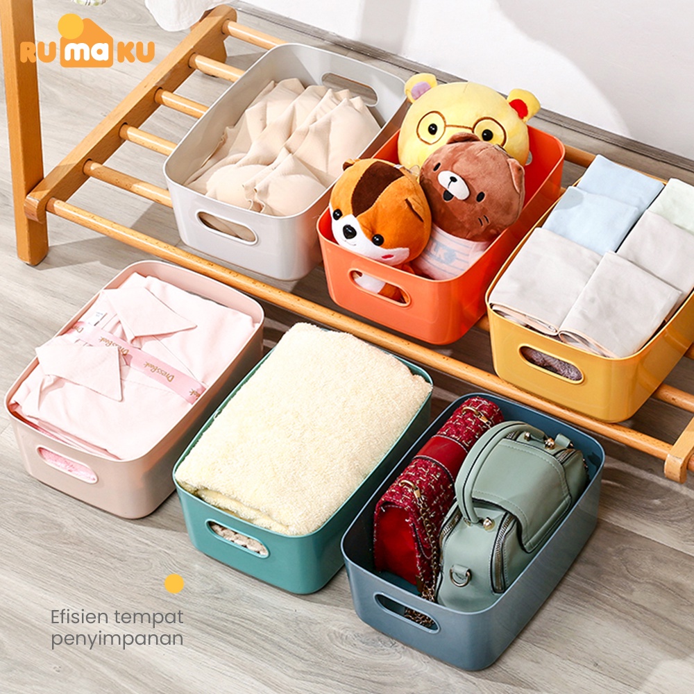 Rumaku Keranjang Serbaguna Tempat Penyimpanan Mainan Pakaian Makanan Makeup Kosmetik Multifungsi Storage Box Organizer Bahan Plastik