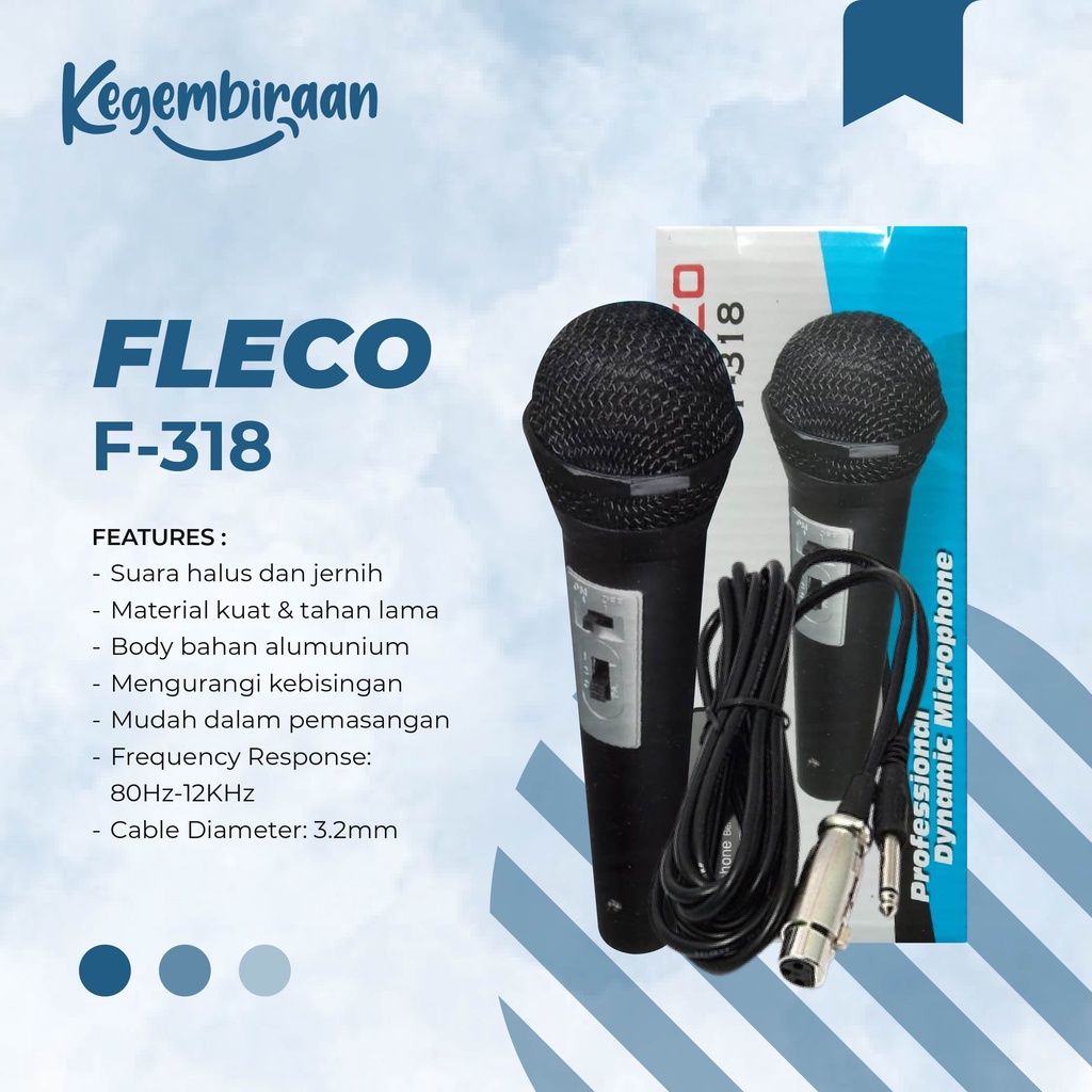 Fleco Mic Dynamic F-318 Professional Dynamic Mircophone Murah