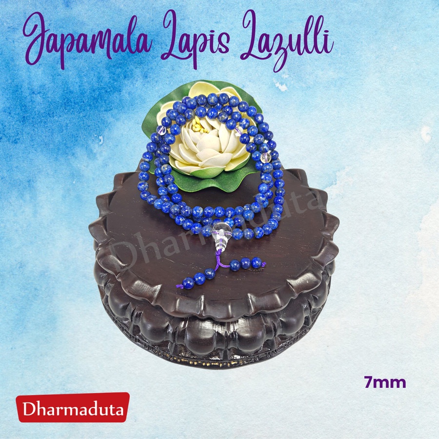 Japamala Batu Lapis Lazulli Tasbih Buddha Buddhis 108 Butir Natural