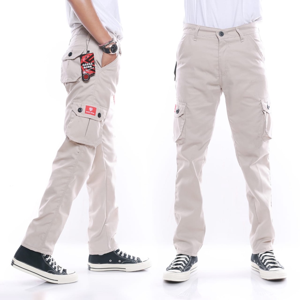 CELANA CARGO PANJANG/CARGO PANJANG DEWASA / CARGO PRIA WARNA GREY-MOCCA-CREAM-HITAM DARI SIZE 27-33