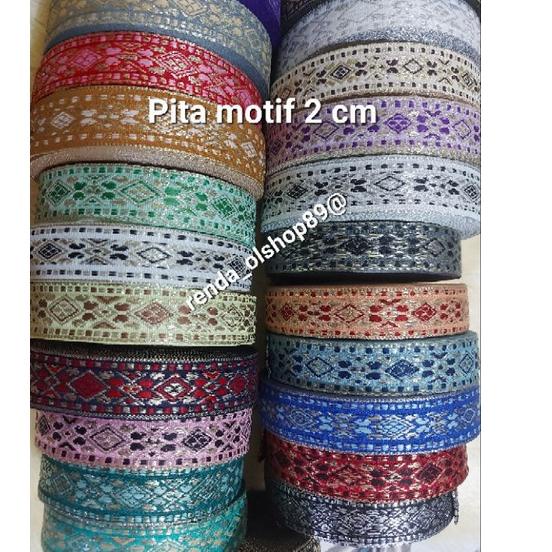 Dont SKIP7.7 Pita gamis/renda india /renda dubai/per roll/pita bordir lebar 2 cm/isi 17 yard(15 mete
