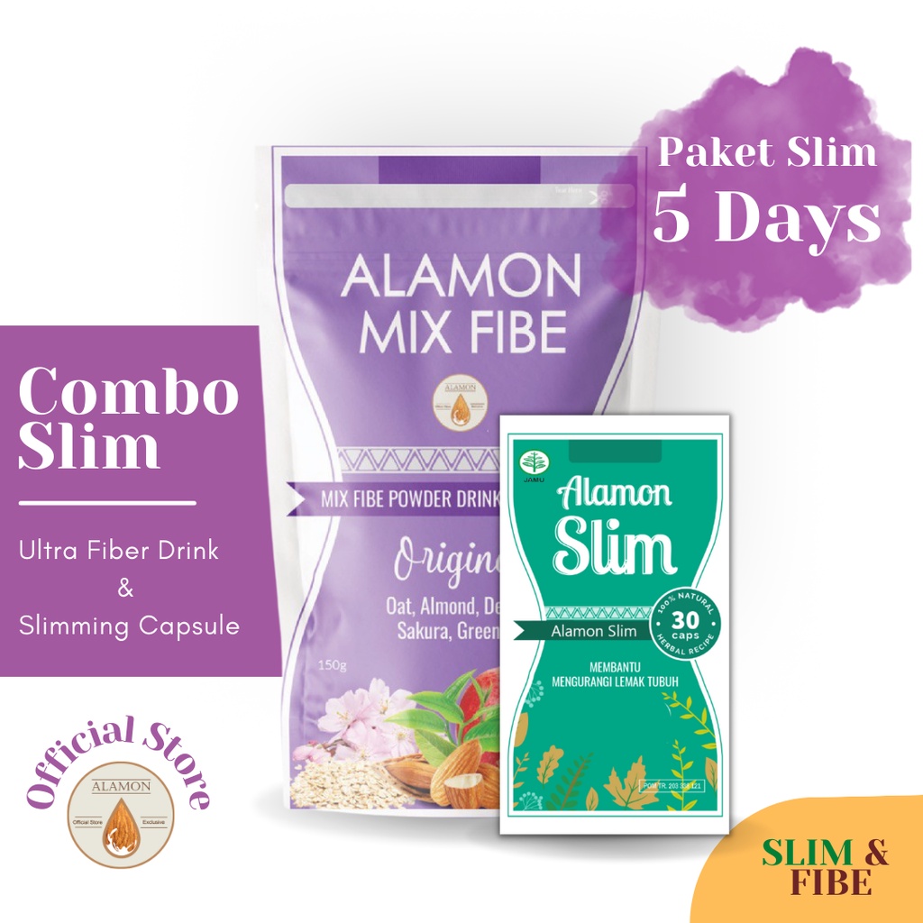 Combo Detox Pelangsing / Alamon Fibe + Kapsul SLIM 30 / Natural Fiber dan Herbs Slim