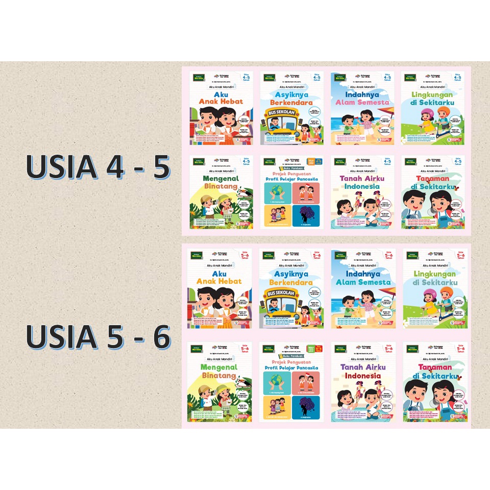 ERLANGGA-PAKET AKU ANAK MANDIRI TK A DAN B ISI 8 BUKU PERPAKET