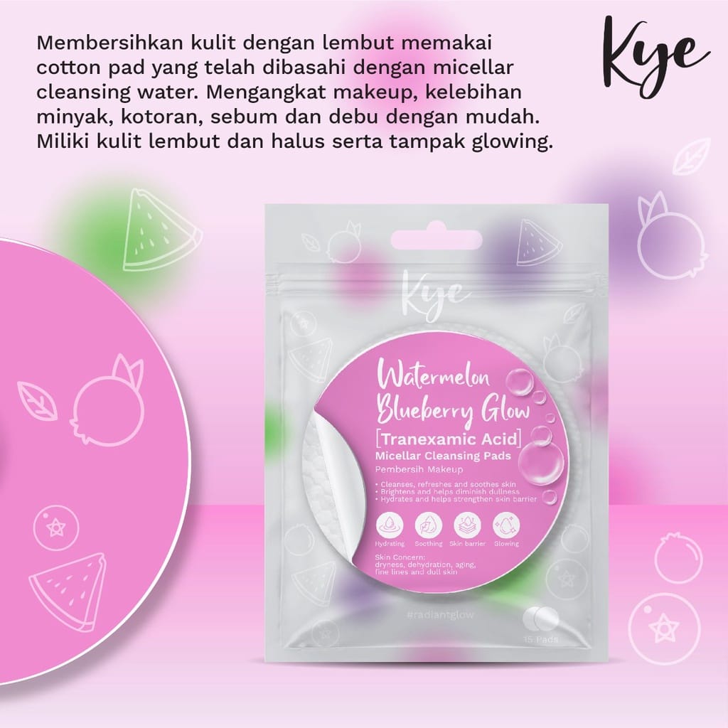 Kye Watermelon Blueberry Glow Micellar Cleansing Pads